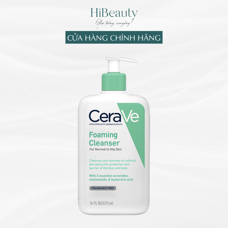 Cac buoc su dung CeraVe Foaming Cleanser 473 ml de lam sach da mat